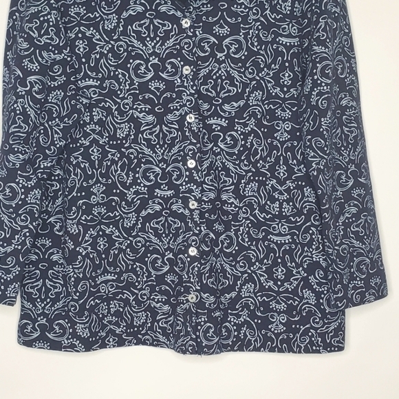 Fresh Produce Paisley Shacket Size XL Long Sleeve Cotton Shirt Jacket Blue - Picture 3 of 10